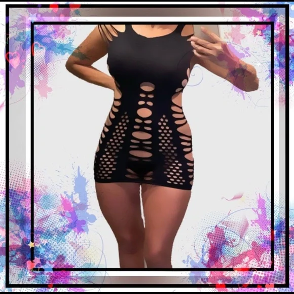 String Cut Out Bodystocking Dress - Picture 1 of 2